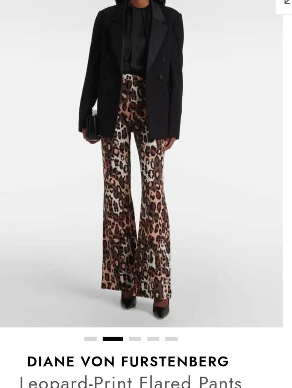 Diane Von Furstenberg Leopard-Print Flared Pants in Brown and Black